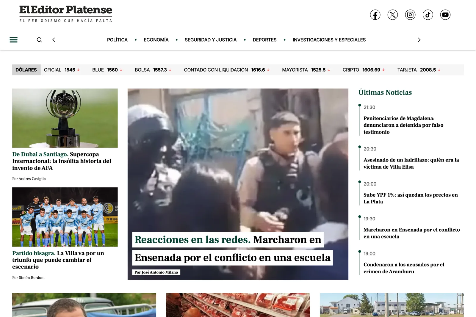 El Editor Platense: same engine, same infrastructure, its own domain, brand and front page