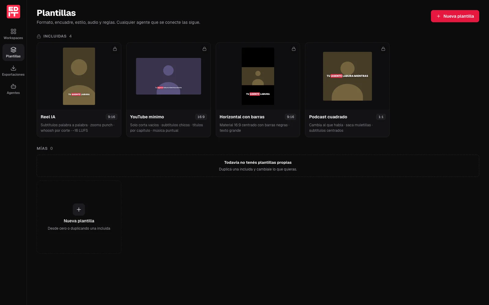 Templates: format, style and rules any connecting agent follows